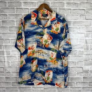 Polo Ralph Lauren Vintage Camp Hawaiian Aloha AOP Button Up Camp Shirt Men LARGE